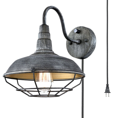 Vintage Stained Finish Wall Light Farmhouse Metal Cage Barn Wall Sconce Blue